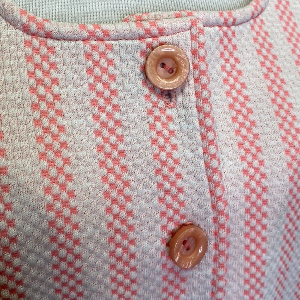 Jantzen Vintage Pink Striped Button Up Knit Golf Vest 70's Size 16 - Picture 3 of 9